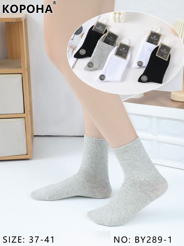 Шкарпетки "Корона" ВY-289-1 стрейч/cotton жіночі, р. 37-41 -асорті -(Однотонні мікс /середні +з широкою гумкою в рубчик) -уп. 10 шт