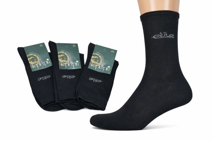 Шкарпетки Тернопіль "Теркурій" 600-С стрейч класика чоловічі, р. 25, 27, 29, 31 -(чорні -стрейч) -уп. 12 шт.