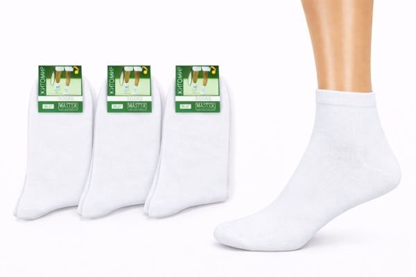 Шкарпетки Житомир "Мaster" 618-2 стрейч /cotton чоловічі "Спорт-середні-гладь" р. 25-27, 27-29 - (білі /середні -гладь) -уп. 12 шт