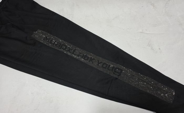 Прогулянкові штани "Kenalin" 9670-11b /1b батал, низ на широкому манжеті +верх на резинці +з боків широкі лампаси з камінчиків та написом +кишені, р. 5XL/6XL-(52-54), 6XL/7XL-(54-56) -(чорні)