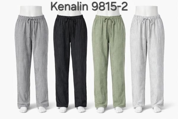 Прогулянкові штани "Kenalin" 9815-2 з легкої тканини у дрібну смужку, верх на резинці +спереду з боків кишені, р. 3XL/4XL-(42-46), 4XL/5XL-(44-48), 5XL/6XL-(46-50) -уп. 1 шт