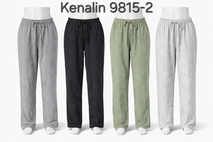 Прогулянкові штани "Kenalin" 9815-2 з легкої тканини у дрібну смужку, верх на резинці +спереду з боків кишені, р. 3XL/4XL-(42-46), 4XL/5XL-(44-48), 5XL/6XL-(46-50) -уп. 1 шт