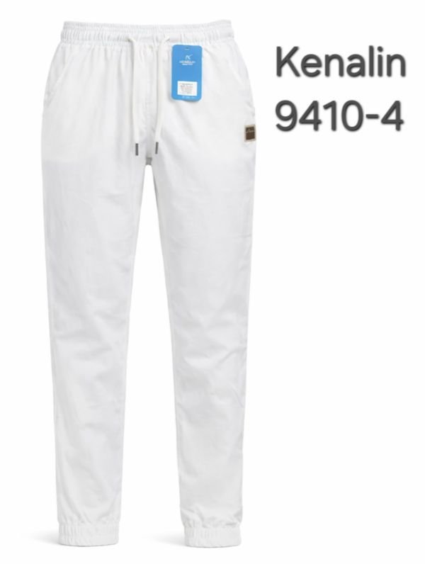 Прогулянкові штани "Kenalin" А9410-4 з легкої шовковистої тканини, низ на манжеті резинці, з боків кишені, р. 2XL/3XL-(44-46), 3XL/4XL-(46-48), 4XL/5XL-(48-50), 5XL/6XL-(50-52) -(Білі)