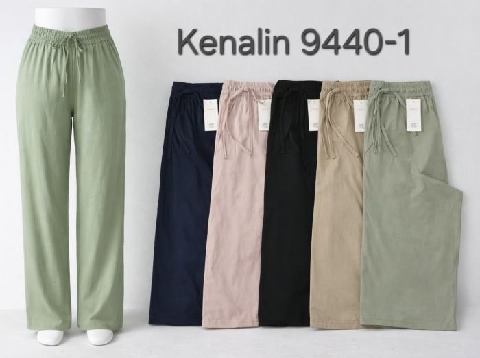 Прогулянкові штани "Kenalin" 9440-1 з легкої шовковистої тканини, верх на резинці +спереду з боків кишені, р. 3XL-(46-48), 4XL-(48-50), 5XL-(50-52) -уп. 1 шт