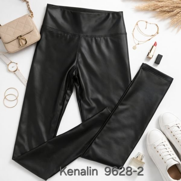 Лосини "KENALIN" 9628-2 з матової екошкіри + широкий пояс, р. S/m-(40-42), l/xl-(42-44) -(чорні)