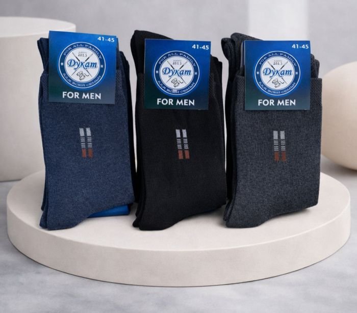 Шкарпетки "Дукат-FOR MEN" С419-1 стрейч "класика" чоловічі -(синя етикетка) р. 41-45 -(асорті -однотонні +збоку вишивка -стрейч)- уп. 12 шт