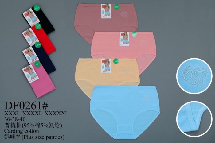 Жіночі труси "UOKIN" DF-0261 cotton, р. 3ХL, 4ХL, 5ХL -(50-52, 52-54, 54-56) -асорті -(Однотонні +збоку вишивка лапки) -уп. 12 шт