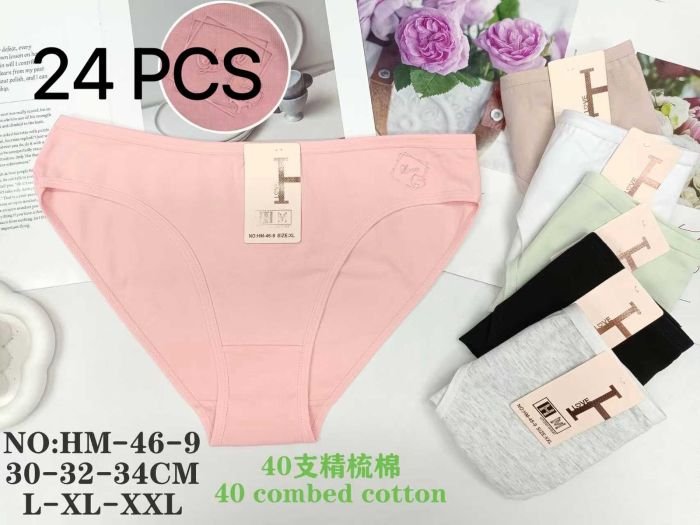 Жіночі труси "HM" HM-46-9 cotton, р. L, xl, 2xl -(46, 48, 50) -асорті -(Однотонні + збоку в квадраті напис Love) -уп. 24 шт