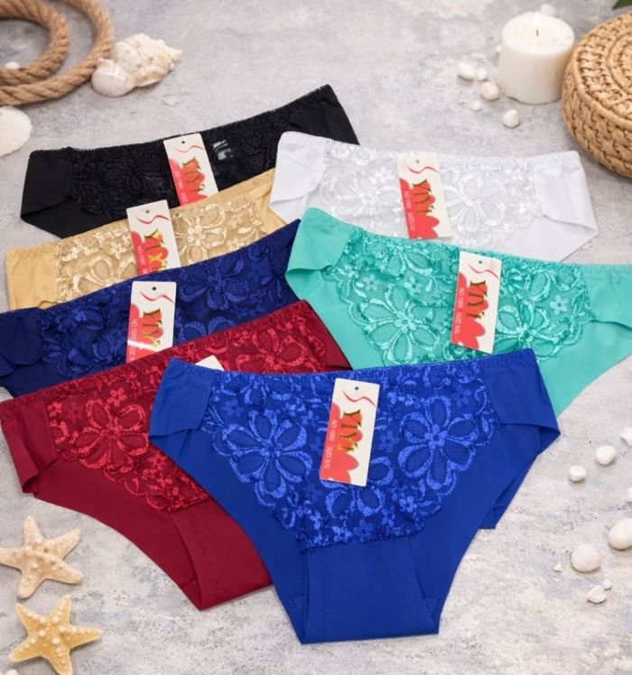 Жіночі труси "YIYI" 1965 безшовні мікрофібра з лазерною обробкою, р. L, xl, 2xl -(40-42, 42-44, 44-46) -асорті -(однотонні + спереду мереживо) -уп. 12 шт