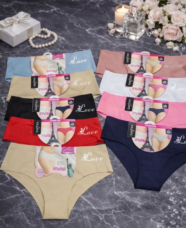 Жіночі труси "Invisi" SM22018# мікрофібра з лазерною обробкою, р. M/L, XL/2XL -(44-46, 46-48) -асорті -(однотонні +збоку напис) -уп. 12 шт
