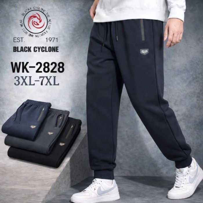 Спортивні штани "Black Cyclone" WK-2828 чоловічі трикотажні (на манжеті), р. 3XL, 4XL, 5XL, 6XL, 7XL -ростовка 5 шт