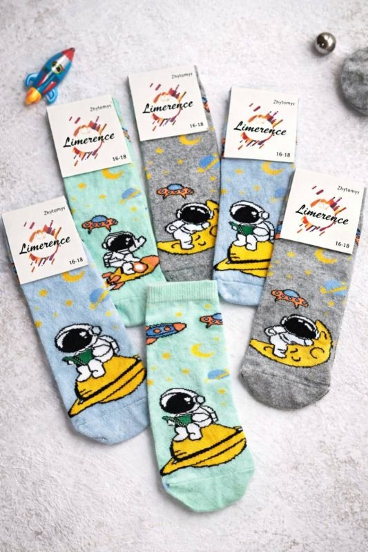 Шкарпетки Житомир "Limerence" 395-13 стрейч дитячі на розмір за довжиною стопи: 16-18 -(Яскравий космос -стрейч) -уп. 12 шт
