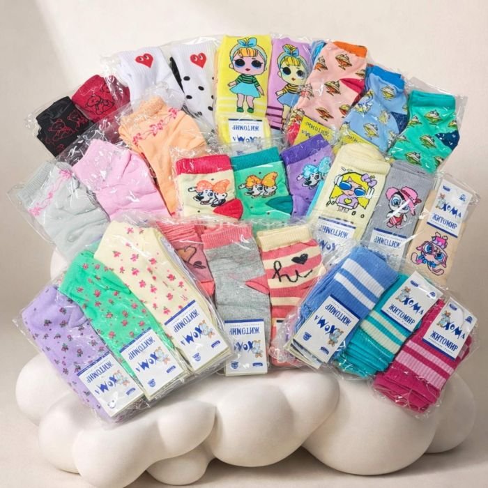 Шкарпетки "Хома /демі" 814-7 дитячі стрейч-бавовна на розмір за довжиною стопи: 22-24 -(ДІВЧИНКА -стрейч 10/12 років -випадкове асорті без вибору) -уп. 12 шт