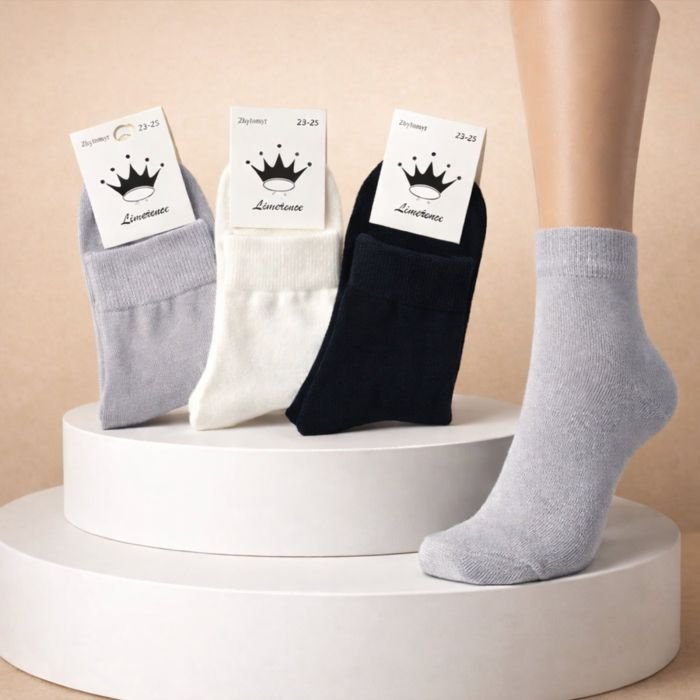 Шкарпетки Житомир "Limerence" 780-80 стрейч/ акріл +cotton жіночі, р. 36-40 -асорті -(акріл -середні -"три кольори" -молочний, сірий, чорний) -уп. 12 шт