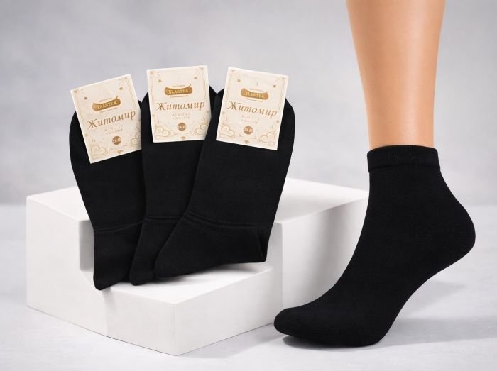 Шкарпетки Житомир "Master" 180-1 бавовна-стрейч жіночі ("еліт"-укорочені/чорні), р. 23-25 -уп. 12 шт