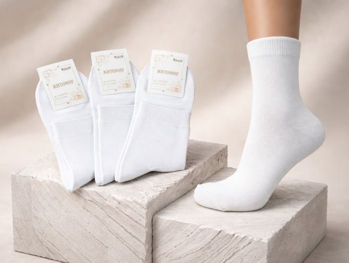 Шкарпетки Житомир "Master" 195-2 бавовна-стрейч жіночі ("еліт/фою" -середні -білі) р. 23-25 -уп. 12 шт