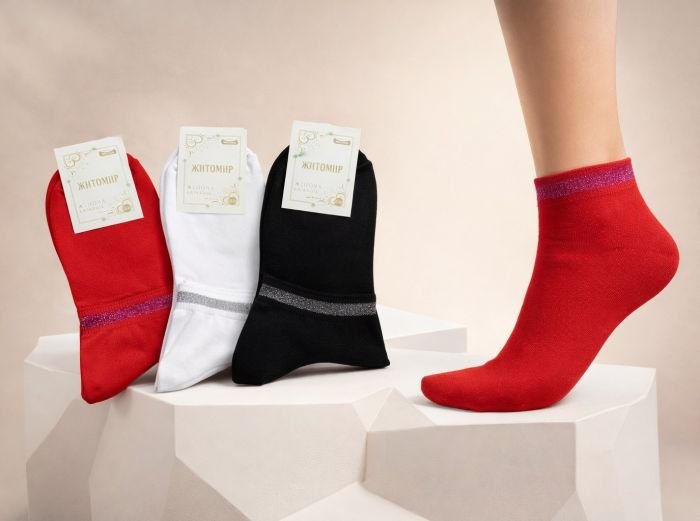 Шкарпетки Житомир "Master" 195-9 бавовна-стрейч жіночі "з люрексом" р. 23-25 -асорті -(на однотонних резинка з люрексом) -уп. 12 шт