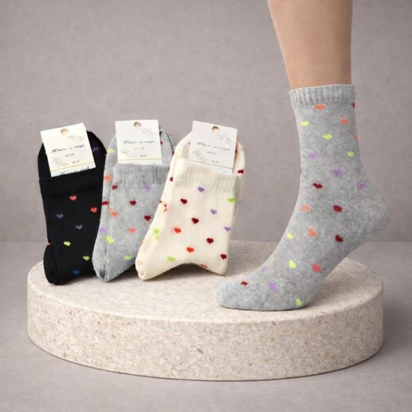 Шкарпетки Житомир "КОІ-Жіноча колекція" 122-45 стрейч жіночі, р. 36-41 -асорті -(Високі /однотонні  +у дрібні кольорові серця по всій шкарпетці) -уп. 12 шт