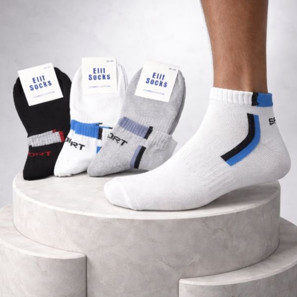Шкарпетки Житомир "КОІ-Elit SOCKS" 042-07 стрейч чоловічі, р. 40-45 -(Асорті /короткі +з кольоровою смужкою збоку і на резинці +ззаду напис Sport) -уп. 12 шт