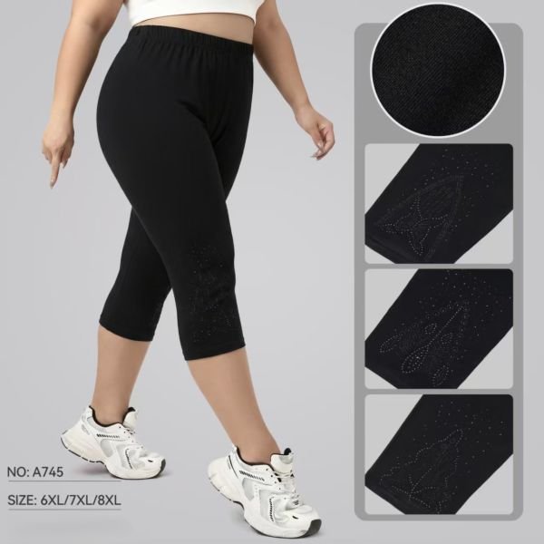 Бриджі "Золото" А-745 бавовняні з мікс візерунками з камінчиків, р. 6XL-(50-54), 7XL-(52-56),  8XL-(54-58) -(чорні +камінці -Без вибору візерунка!!!)