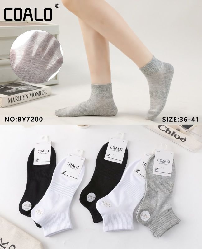Шкарпетки "Coalo" ВY-7200 сітка/cotton жіночі, р. 36-41 -(Сіточка -асорті /укорочені +з широкою гумкою в рубчик +посередині резинка фіксатор) -уп. 10 шт