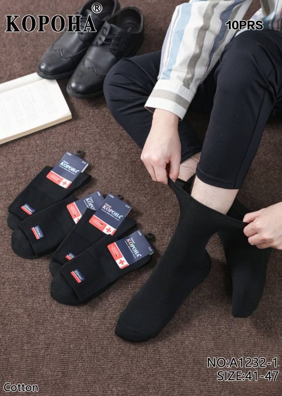 Шкарпетки "Корона" A-1232-1 стрейч /cotton з ослабленою гумкою чоловічі, р. 41-47 -асорті -(Високі /однотонні з гумкою в дрібний рубчик) -уп. 10 шт.