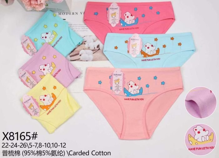 Труси дитячі "KOKOWEI" Х-8165 дівчинка cotton, р. 5-7, 8-10, 10-12 років -асорті -уп. 12 шт