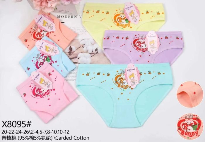Труси дитячі "KOKOWEI" Х-8095 дівчинка cotton, р. 2-4, 5-7, 8-10, 10-12 років -асорті -уп. 12 шт