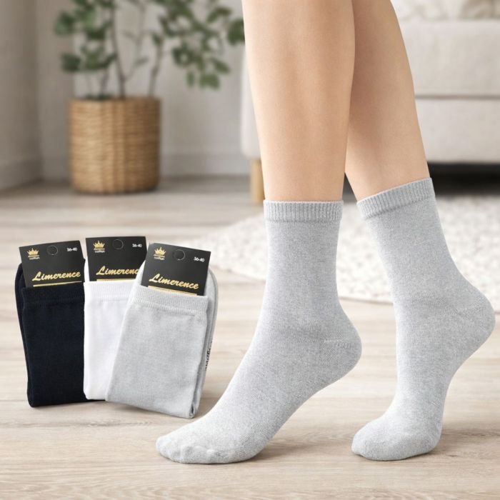 Шкарпетки Житомир "Limerence LUX" 686-22 cotton-стрейч жіночі (узбецька бавовна /високі), р. 36-40 -("високі -LUX-бавовна -сірі /білі /чорні) -уп. 12 шт