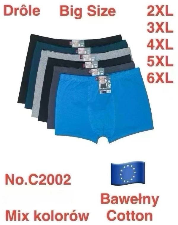 Боксери "Drole" C-2002 cotton, р. 2XL, 3XL, 4XL, 5XL, 6XL- уп. 12 шт
