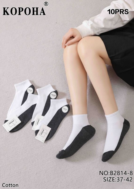 Шкарпетки "Корона" В-2814-8 стрейч жіночі, р. 37-42 -асорті -(Укорочені /білий верх +темна підошва +укорочена гумка в рубчик) -уп. 10 шт