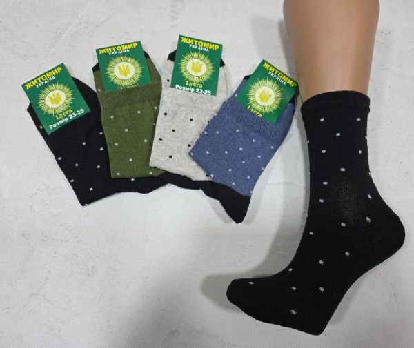 Шкарпетки "Житомир Преміум" 112-19 стрейч жіночі, р. 23-25 -випадкове асорті -(Середні в дрібний горошок -стрейч) -уп. 12 шт