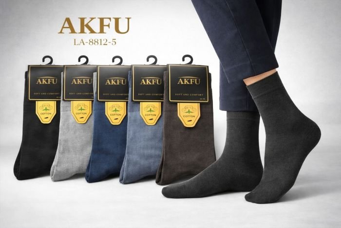 Шкарпетки "AKFU" LA-8812-5 стрейч /cotton чоловічі, р. 41-47 -(асорті /однотонні -класика) -уп. 10 шт