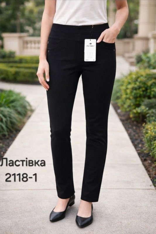 Лосини брючні "Ластівка" 2118-1 з кишенями спереду та ззаду, р. 2XL-(46-48), 3XL-(48-50), 4XL-(50-52) -(Чорні)