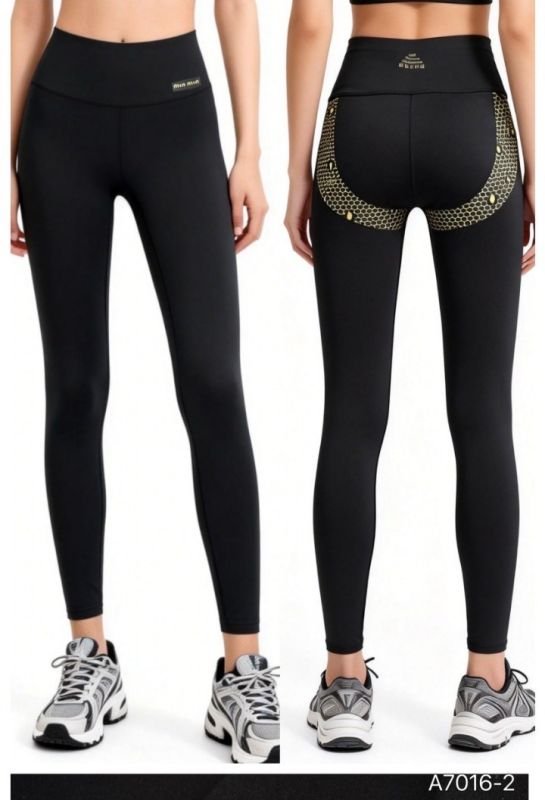 Лосини "Золото" А-7016-2 -MIN демі гладкі +позаду з тейпами +з широким поясом утяжкою +з підтяжкою сідниць, р. XXS/XS-(42-46), S/M-(44-48), L/XL-(46-50), 2XL/3XL-(48-52) -(чорні)