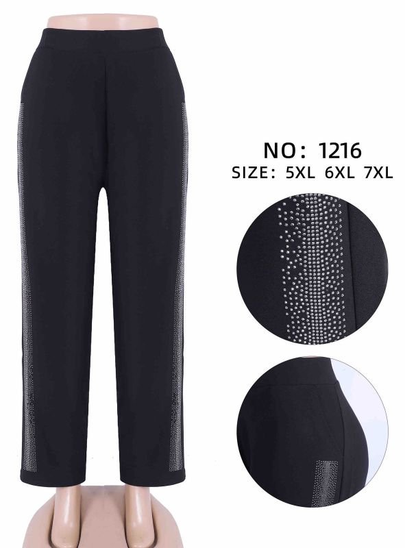 Лосини брючні "KIMBOW" 1216 спереду кишені +з боків широкі лампаси з камінчиків, р. 5XL-(50-52), 6XL-(52-54), 7XL-(54-56) -(чорні)