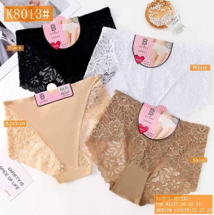 Жіночі труси "AosiRose" New К-8013 мікрофібра, р. XL, 2XL, 3XL -(48, 50, 52) -асорті -(Однотонні з мереживом) -уп. 12 шт