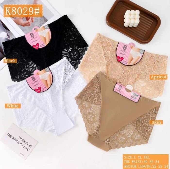 Жіночі труси "AosiRose" New К-8029 мікрофібра, р. XL, 2XL, 3XL -(48, 50, 52) -асорті -(Однотонні з мереживом) -уп. 12 шт