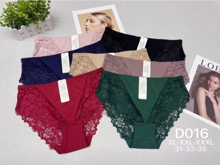 Жіночі труси "YIYI LUCKY" New D-016 мікрофібра, р. XL, 2XL, 3XL -(48, 50, 52) -асорті -(Однотонні з мереживом) -уп. 12 шт