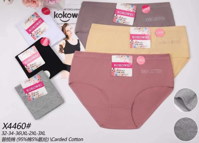 Жіночі труси "Kokowei" New Х-4460 cotton, р. ХL, 2XL, 3XL -(48, 50, 52) -асорті -(Однотонні) -уп. 12 шт