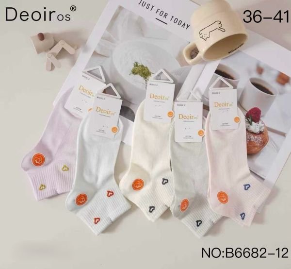 Шкарпетки "Deoiros" В-6682-12 сітка жіночі, р. 36-41 -асорті -(Сіточка /укорочені -однотонні +серця на середній гумці в рубчик) -уп. 10 шт