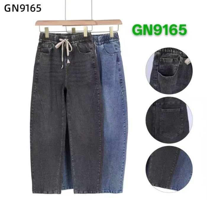 Джинси "ALIA" GN-9165 напівбатальні із щільного стрейч-котону, вільного крою зі звуженням донизу, спереду та ззаду кишені, пояс на гумці, р. M-26, L-27, XL-28, 2XL-29, 3XL-30, 4XL-31 -(уп. 1 шт)