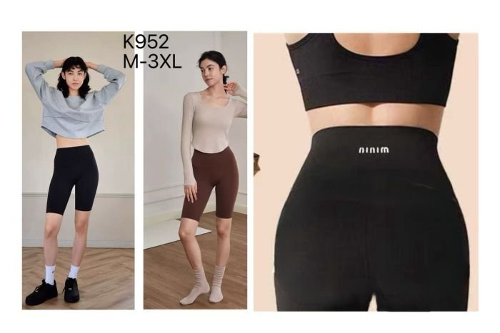 Треки /велосипедки "ALIA" К-952 гладкі +позаду з тейпами +з широким поясом утяжкою, з безшовним низом, р. M-(42-44), L-(44-46), XL-(46-48), 2XL-(48-50), 3XL-(50-52) -уп. 1 шт