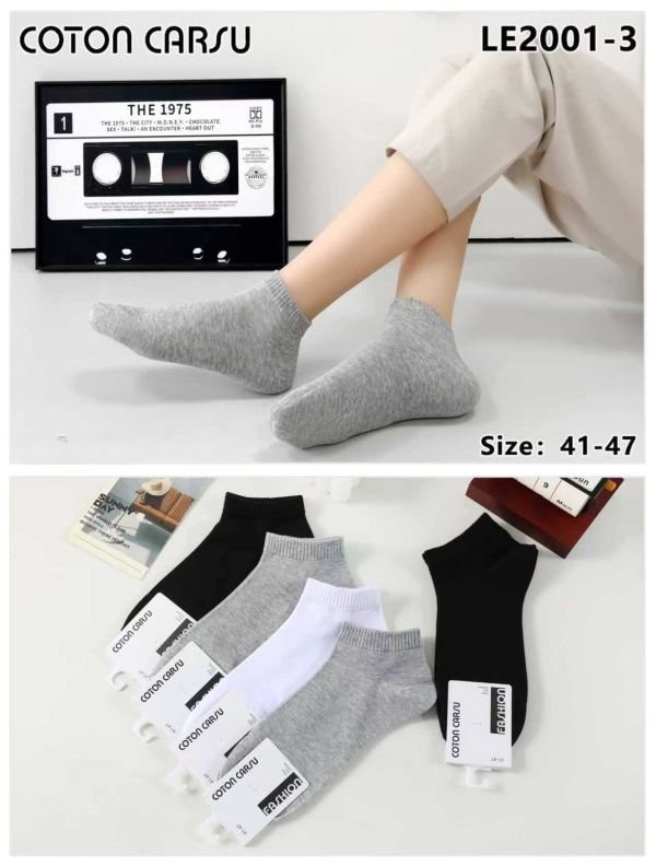 Шкарпетки "Cotton Carsu" LЕ-2001-3 стрейч /cotton чоловічі, р. 41-47 -асорті -(Короткі /однотонні -три кольори) -уп. 10 шт