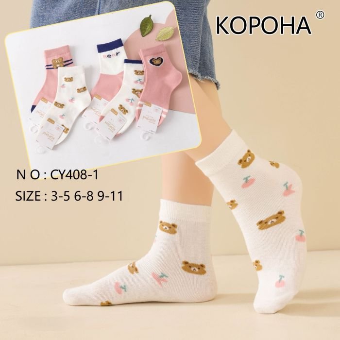 Шкарпетки "Корона" СY-408-1 стрейч /cotton дитячі р. 3-5, 6-8, 9-11 років -асорті -(Дівчинка -високі /мікс з ведмедиками) -уп. 10 шт