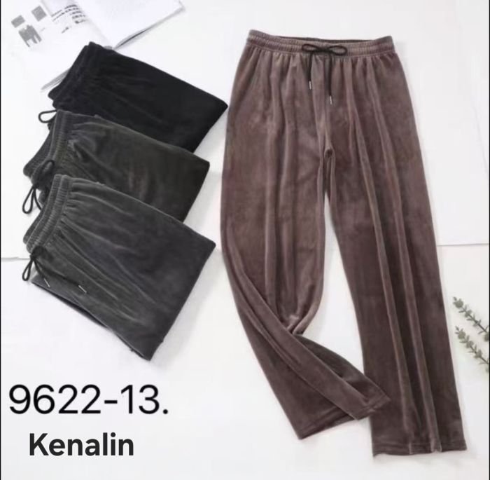 Прогулянкові штани "KENALIN" 9622-13 велюрові з прямим низом, верх на резинці +з боків кишені, р. 4XL/5XL-(50-52), 5XL/6XL-(52-54), 6XL/7XL-(54-56), 7XL/8XL-(56-58) -уп. 1 шт