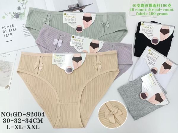 Жіночі труси "AOVILLI" GD-S-2004 cotton, р. L, XL, 2XL -(46-48, 48-50, 50-52) -асорті -(Однотонні в рубчик) -уп. 12 шт