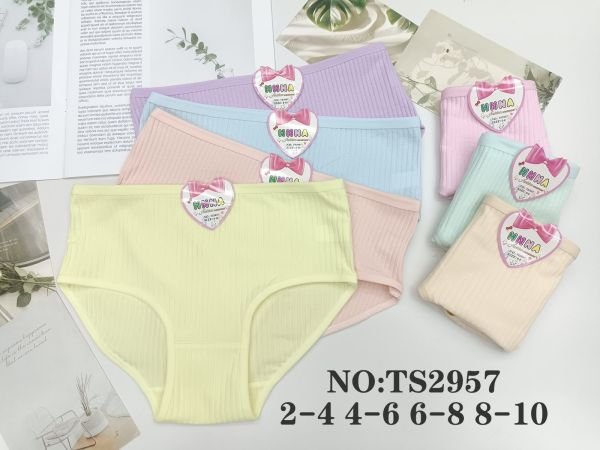 Труси дитячі "HNNA" TS-2957 дівчинка cotton в рубчик, р. 2-4, 4-6, 6-8, 8-10 років -асорті -уп. 12 шт