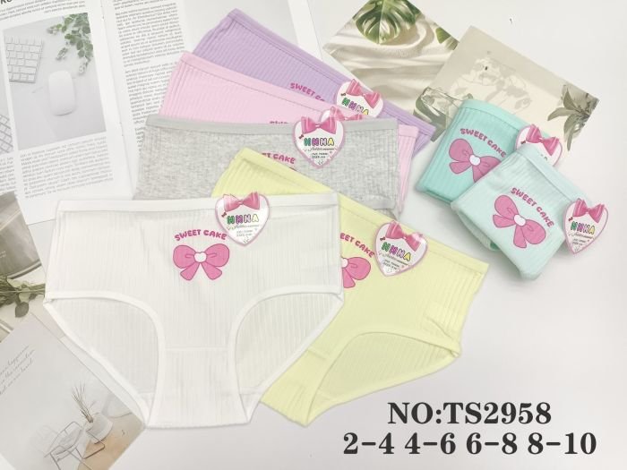 Труси дитячі "HNNA" TS-2958 дівчинка cotton в рубчик, р. 2-4, 4-6, 6-8, 8-10 років -асорті -уп. 12 шт