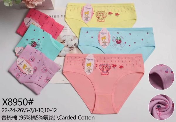 Труси дитячі "Kokowei" X-8950 дівчинка cotton, р. 5-7, 8-10, 10-12 років -асорті -уп. 12 шт